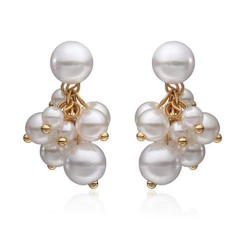 Pendientes de Gota en Latón, acero inoxidable 304, con Perlas plásticas, chapado, Joyería & para mujer, Vendido por Par