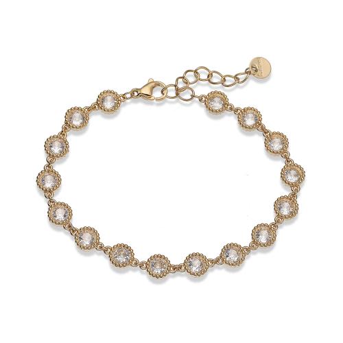 Cubic Zirconia Micro Pave Brass Bracelet, 304 Stainless Steel, 18K gold plated, fashion jewelry & micro pave cubic zirconia & for woman, Sold By PC