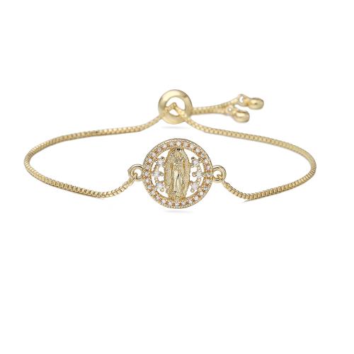 Cubic Zirconia Micro Pave Brass Bracelet, Virgin Mary, 18K gold plated, different styles for choice & micro pave cubic zirconia & for woman & hollow, Sold By PC