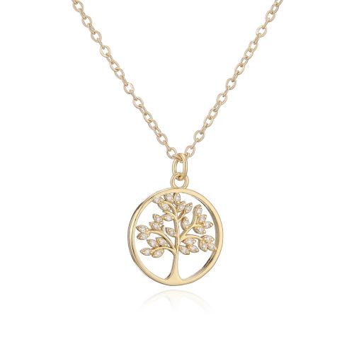 Cubic Zircon Micro Pave Brass Necklace, Round, 18K gold plated, different styles for choice & micro pave cubic zirconia & for woman & hollow, Sold By PC