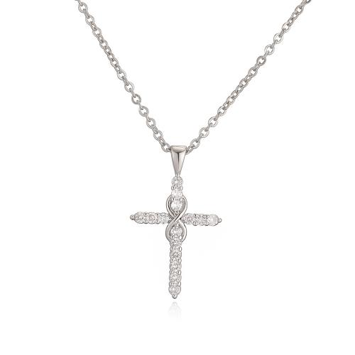 Cubic Zircon Micro Pave Brass Necklace, Cross, plated, fashion jewelry & micro pave cubic zirconia & for woman, more colors for choice, Sold By PC