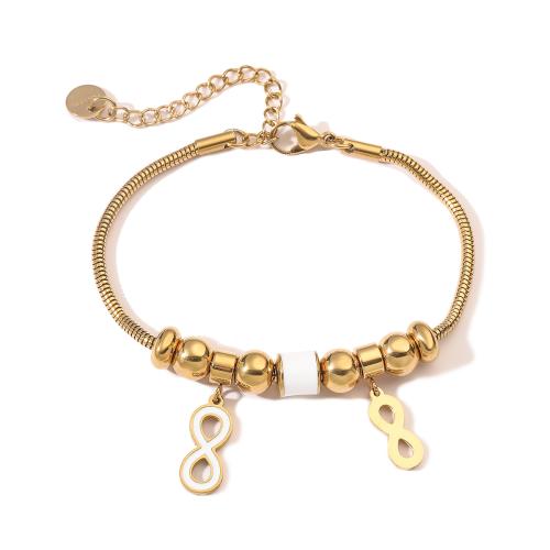 Stainless Steel Jewelry Bracelet, 304 Stainless Steel, plated, for woman & enamel, Sold By PC