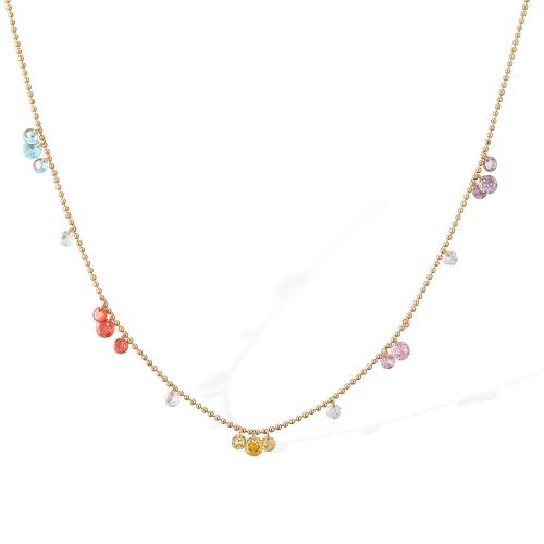 Ожерелье из нержавеющей стали , Нержавеющая сталь 304, с кубический цирконий, Другое покрытие, ювелирные изделия моды & Женский, Золотой, продается PC