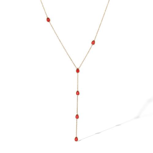 Stainless Steel Jewelry Necklace, 304 Stainless Steel, 18K gold plated, fashion jewelry & micro pave cubic zirconia & for woman, more colors for choice, Sold By PC