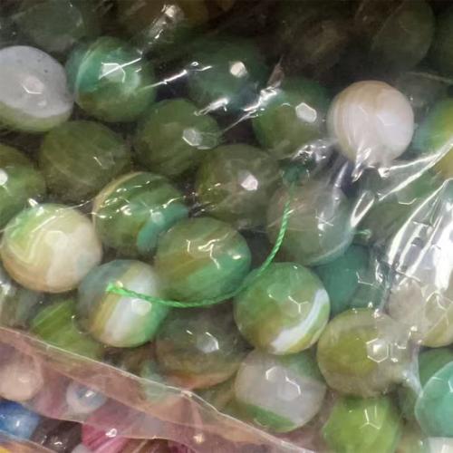 Natürliche Streifen Achat Perlen, rund, DIY, 16mm, verkauft von Strang