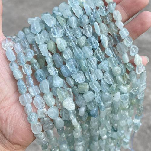 Gemstone Jewelry Beads, Aquamarine, Nuggets, polished, DIY, blue, beads size 8-10mm, Approx 35PCs/Strand, Sold By Strand