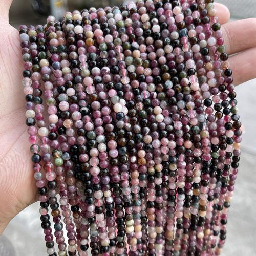 Gemstone Jewelry Beads, Tourmaline, Round, polished, natural & DIY, multi-colored, 4mm, Approx 90PCs/Strand, Sold By Strand