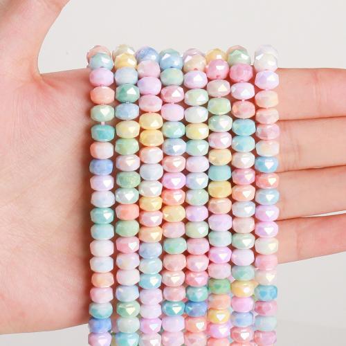 Fashion Glass Beads, Rondelle, plated, DIY & faceted, multi-colored, 8x5mm, Approx 68PCs/Strand, Sold By Strand