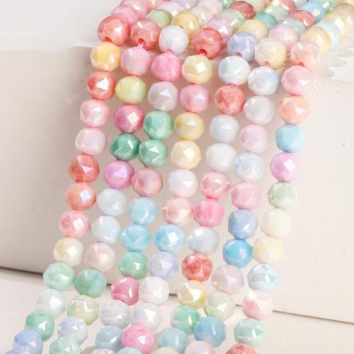 Fashion Glass Beads, Round, plated, DIY & faceted, multi-colored, 6mm, Approx 65PCs/Strand, Sold By Strand