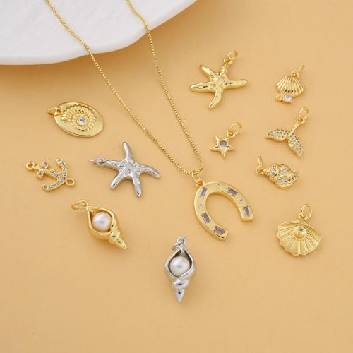 Befestigter Zirkonia Messing Anhänger, mit Kunststoff Perlen, plattiert, DIY & Micro pave Zirkonia, keine, frei von Nickel, Blei & Kadmium, verkauft von PC