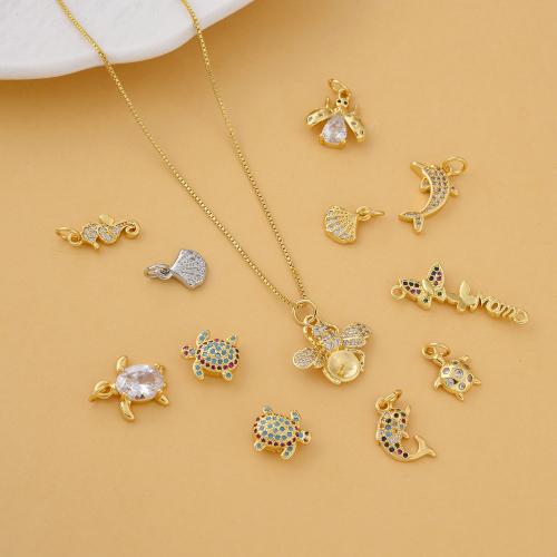 Befestigter Zirkonia Messing Anhänger, plattiert, DIY & Micro pave Zirkonia, keine, frei von Nickel, Blei & Kadmium, verkauft von PC