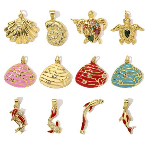 Stainless Steel Animal Pendants, Brass, with ABS Plastic, plated, DIY & micro pave cubic zirconia & enamel, more colors for choice, nickel, lead & cadmium free, 3PCs/Bag, Sold By Bag