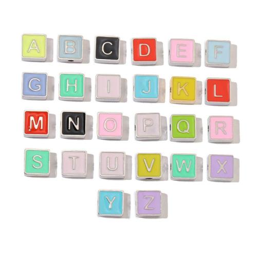 Stainless Steel Beads, 304 Stainless Steel, Alphabet Letter, gold color plated, DIY & enamel, more colors for choice, 26PCs/Set, Sold By Set