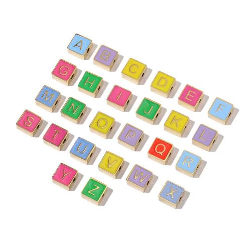 Stainless Steel Beads, 304 Stainless Steel, Alphabet Letter, gold color plated, DIY & enamel, more colors for choice, 26PCs/Set, Sold By Set
