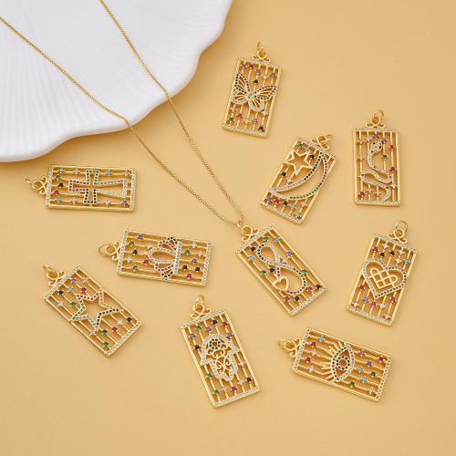 Cubic Zirconia Micro Pave Brass Pendant, plated, DIY & micro pave cubic zirconia, more colors for choice, nickel, lead & cadmium free, 6PCs/Bag, Sold By Bag