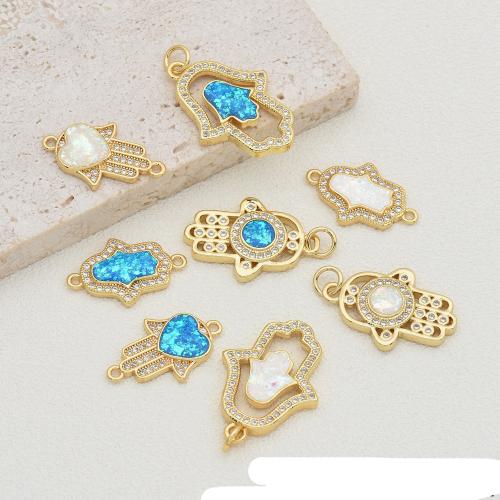 Gemstone Pendants Jewelry, Brass, with Opal, plated, DIY & micro pave cubic zirconia, more colors for choice, nickel, lead & cadmium free, Sold By PC