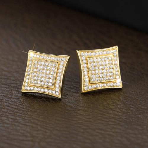 Cubic Zirconia Micro Pave Brass Earring, plated, fashion jewelry & micro pave cubic zirconia & for woman, Sold By Pair