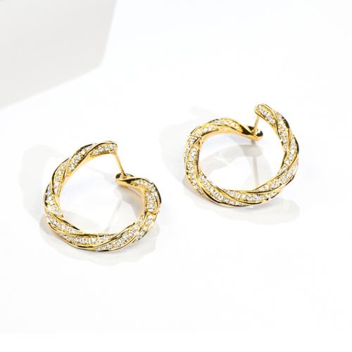 Cubic Zirconia Micro Pave Brass Earring, plated, fashion jewelry & micro pave cubic zirconia & for woman, Sold By Pair