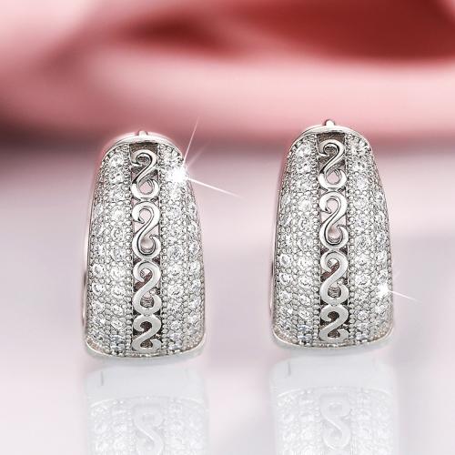 Cubic Zirconia Micro Pave Brass Earring, plated, micro pave cubic zirconia & for woman & hollow, more colors for choice, Sold By Pair