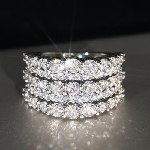 Cubic Zirconia Micro Pave Brass Ring, plated, multilayer & different size for choice & micro pave cubic zirconia & for woman, Sold By PC