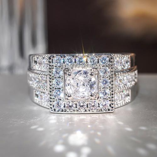 Cubic Zirconia Micro Pave Brass Ring, plated, different size for choice & micro pave cubic zirconia & for woman, Sold By PC