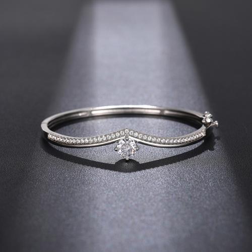 Cubic Zirconia Micro Pave Brass Bracelet, plated, fashion jewelry & micro pave cubic zirconia & for woman, more colors for choice, Sold By PC