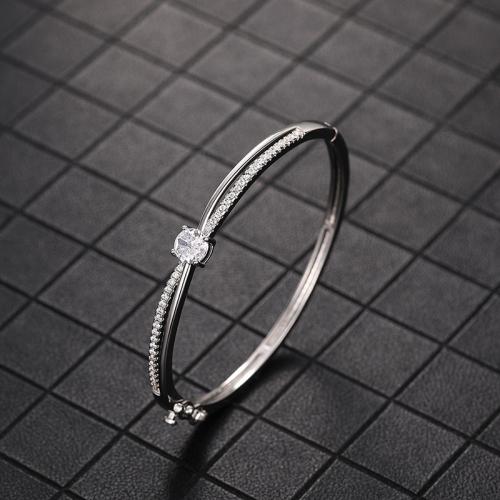Cubic Zirconia Micro Pave Brass Bracelet, plated, micro pave cubic zirconia & for woman & hollow, more colors for choice, Sold By PC