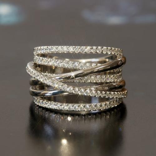 Cubic Zirconia Micro Pave Brass Ring, plated, different size for choice & micro pave cubic zirconia & for woman & hollow, Sold By PC