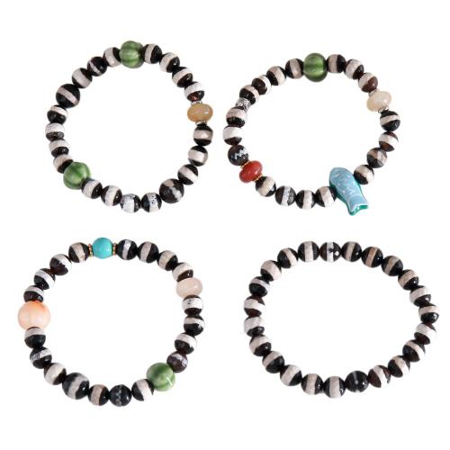 Gemstone Bracelets, Glass, with Natural Stone & 304 Stainless Steel, handmade, fashion jewelry & Unisex & different styles for choice, multi-colored, Sold By PC