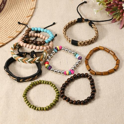 Holz Armbänder, Zinklegierung, mit Kokosrinde & Holz, handgemacht, Modeschmuck & unisex & verschiedene Stile für Wahl, farbenfroh, verkauft von setzen