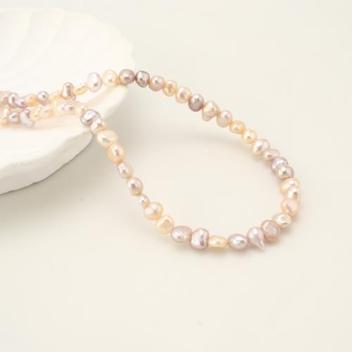 925 Sterling Silver Pearl Necklace, Freshwater Pearl, with 925 Sterling Silver, irregular, fashion jewelry, mixed colors, 6-7mm, Sold Per 45 cm Strand