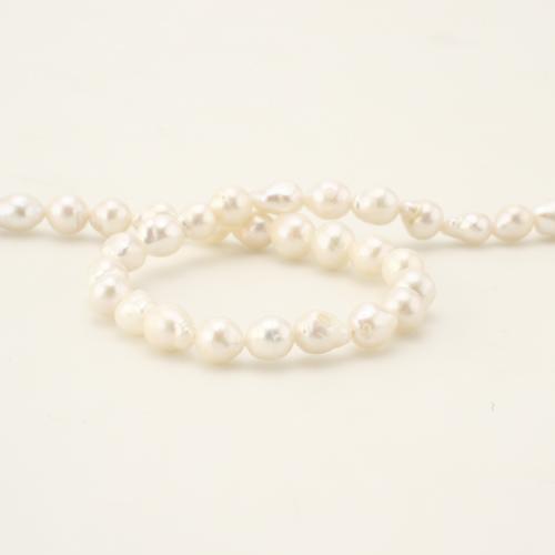 925 Sterling Silver Pearl Necklace, Freshwater Pearl, with 925 Sterling Silver, Baroque, fashion jewelry, white, 5-5.5mm, Sold Per 45 cm Strand