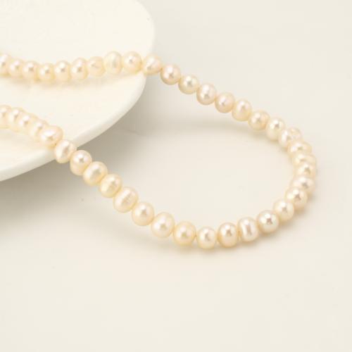 925 Sterling Silver Pearl Necklace, Freshwater Pearl, with 925 Sterling Silver, irregular, fashion jewelry, Champagne, 6-7mm, Length:45 cm, Sold By PC