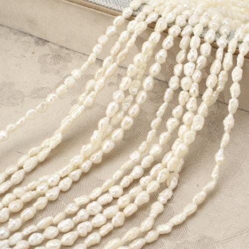 925 Sterling Silver Pearl Necklace, Freshwater Pearl, with 925 Sterling Silver, irregular, fashion jewelry, white, 3-4mm, Length:45 cm, Sold By PC