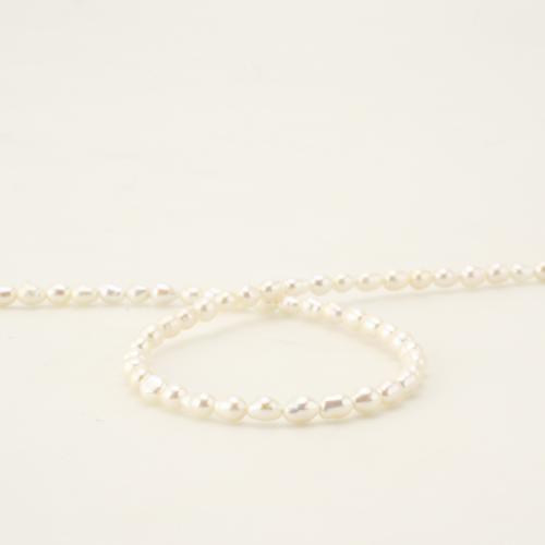 925 Sterling Silver Pearl Necklace, Freshwater Pearl, with 925 Sterling Silver, Teardrop, fashion jewelry, white, 3.5-4mm, Length:45 cm, Sold By PC