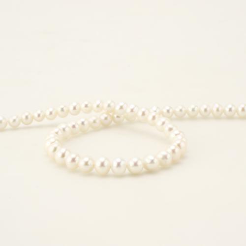 925 Sterling Silver Pearl Necklace, Freshwater Pearl, with 925 Sterling Silver, Potato, fashion jewelry, white, 6-7mm, Length:45 cm, Sold By PC