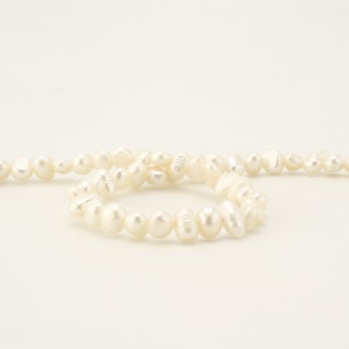 925 Sterling Silver Pearl Necklace, Freshwater Pearl, with 925 Sterling Silver, Baroque, fashion jewelry, white, 6-7.5mm, Length:45 cm, Sold By PC