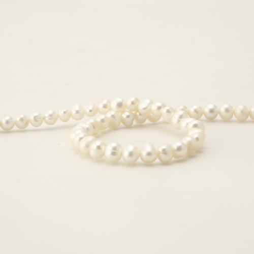 925 Sterling Silver Pearl Necklace, Freshwater Pearl, with 925 Sterling Silver, Potato, fashion jewelry, white, 6-7mm, Length:45 cm, Sold By PC
