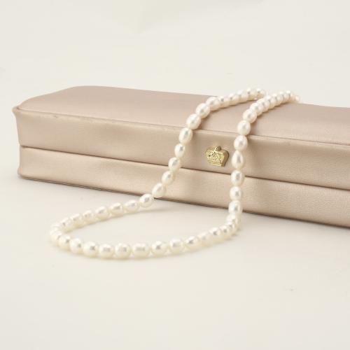 925 Sterling Silver Pearl Necklace, Freshwater Pearl, with 925 Sterling Silver, Rice, fashion jewelry, white, 5-5.5mm, Length:45 cm, Sold By PC