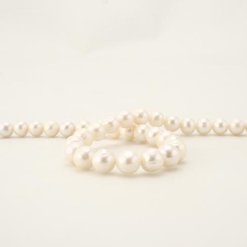 925 Sterling Silver Pearl Necklace, Freshwater Pearl, with 925 Sterling Silver, Round, fashion jewelry, white, 8-9mm, Length:45 cm, Sold By PC