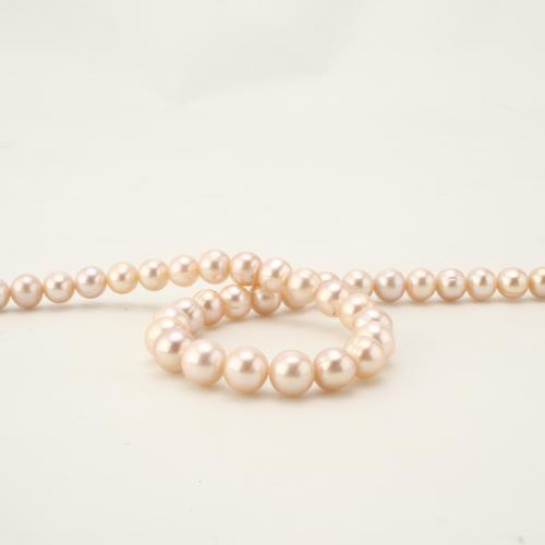 925 Sterling Silver Pearl Necklace, Freshwater Pearl, with 925 Sterling Silver, Round, fashion jewelry, mixed colors, 8-9mm, Length:45 cm, Sold By PC
