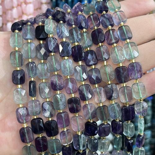 Natural Fluorite Beads, Colorful Fluorite, with Seedbead, DIY, mixed colors, 8x10mm, Sold Per 38 cm Strand