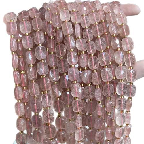 Natürlicher Quarz Perlen Schmuck, Strawberry Quartz, mit Seedbead, DIY, gemischte Farben, 8x10mm, verkauft per 38 cm Strang