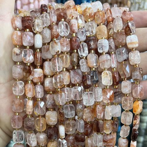 Gemstone Jewelry Beads, Red Marble Glue Stone, with Seedbead, DIY, mixed colors, 8x10mm, Sold Per 38 cm Strand