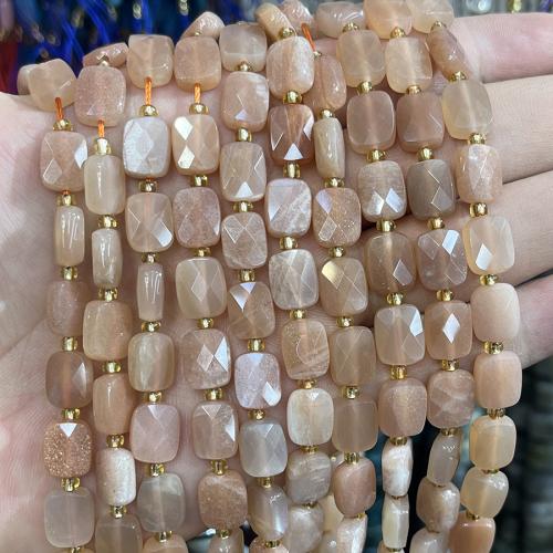 Gemstone Jewelry Beads, Sunstone, with Seedbead, DIY, mixed colors, 8x10mm, Sold Per 38 cm Strand