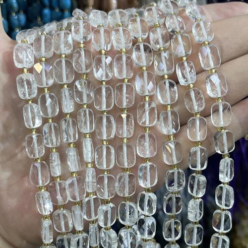 Natural Clear Quartz Beads, with Seedbead, DIY, clear, 8x10mm, Sold Per 38 cm Strand