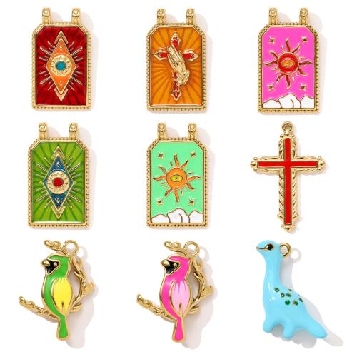Stainless Steel Pendants, 304 Stainless Steel, gold color plated, DIY & enamel, more colors for choice, 3PCs/Bag, Sold By Bag