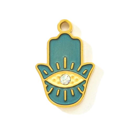 Evil Eye Pendants, 304 Stainless Steel, gold color plated, DIY & enamel, more colors for choice, 3PCs/Bag, Sold By Bag