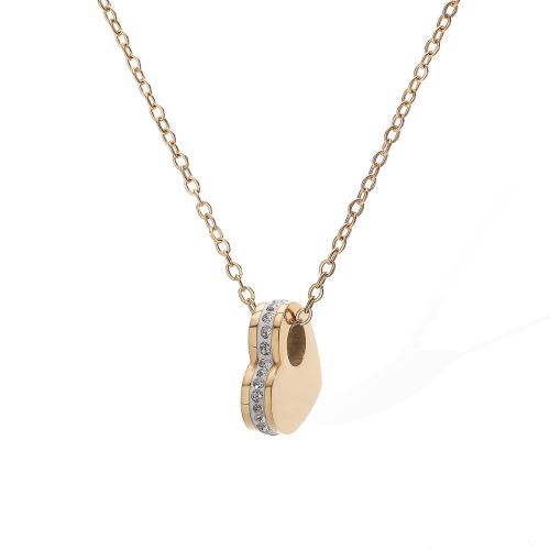 Edelstahl Schmuck Halskette, 304 Edelstahl, Herz, 18K vergoldet, Modeschmuck & Micro pave Zirkonia & für Frau, verkauft von PC
