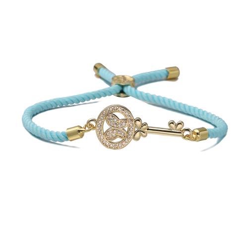 Cubic Zirconia Micro Pave Brass Bracelet, Key, 18K gold plated, different styles for choice & micro pave cubic zirconia & for woman & hollow, Sold By PC